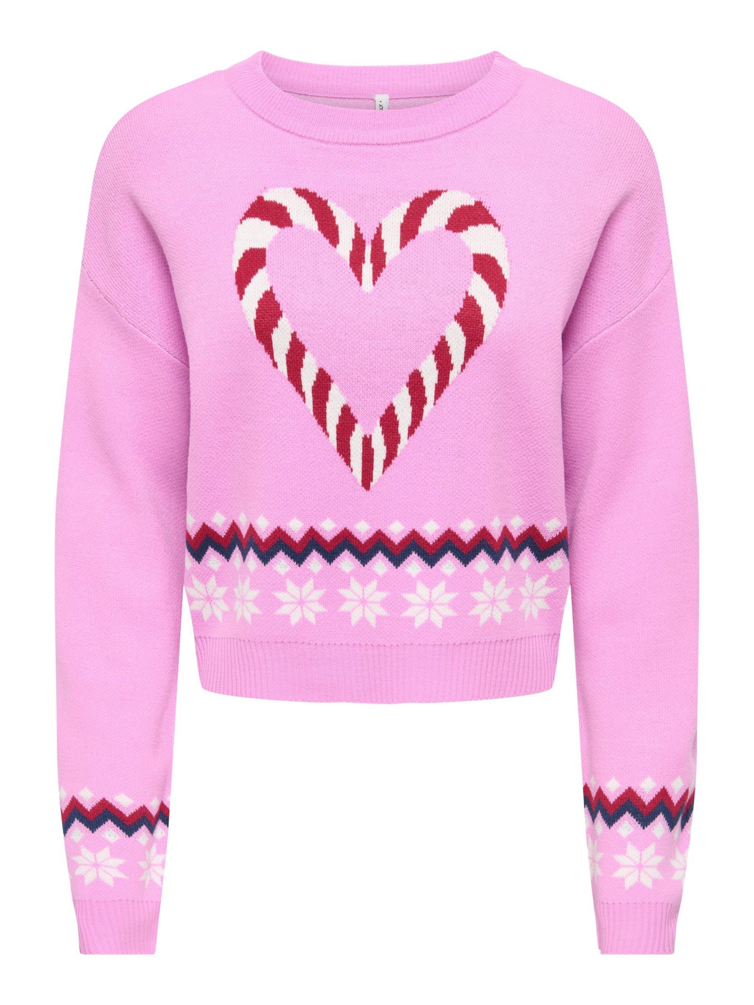 Pullover 'Xmas Jollie' di ONLY in rosa: frontale
