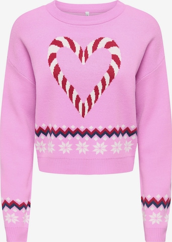 Pull-over 'Xmas Jollie' ONLY en rose : devant