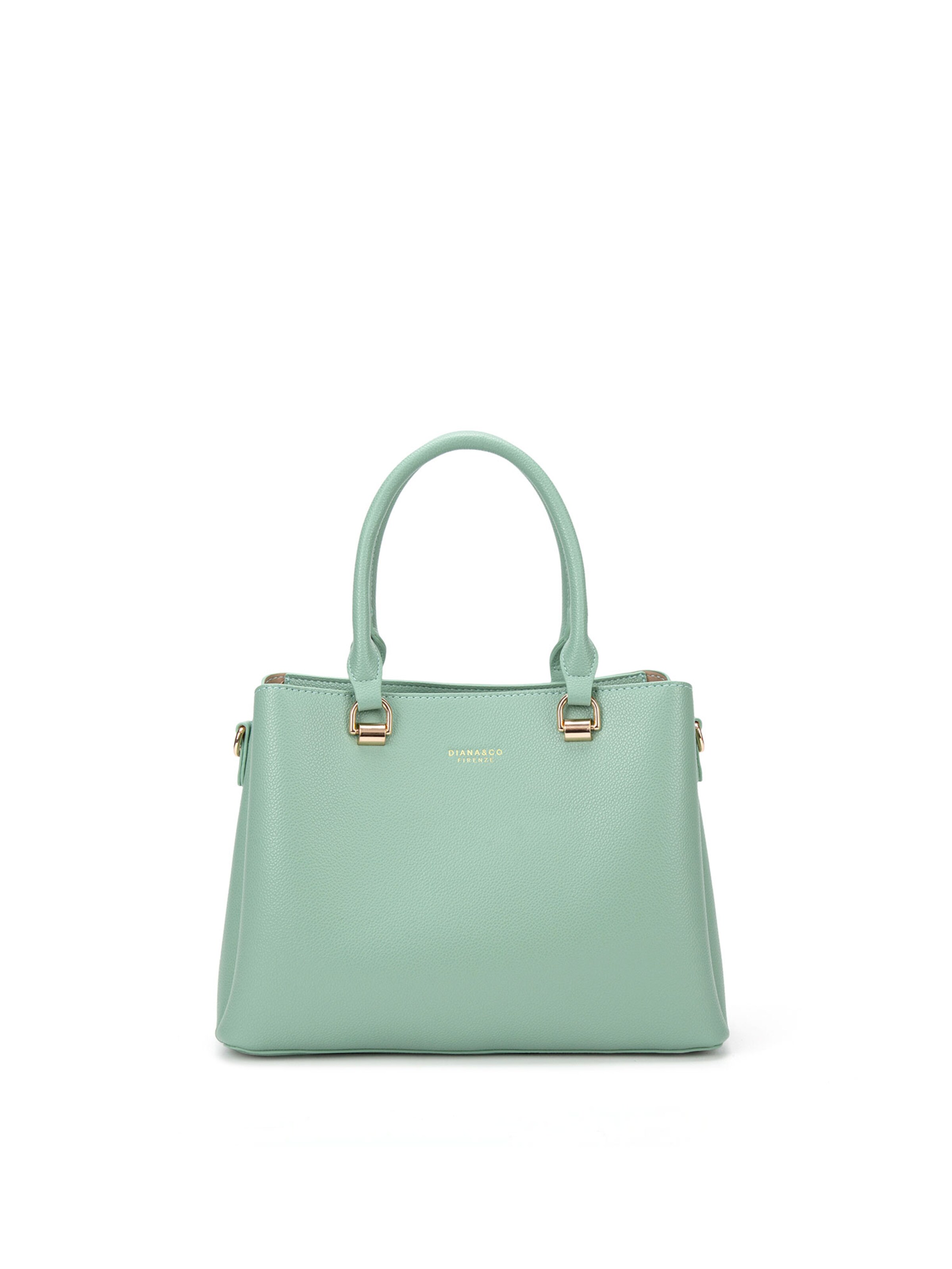 Borsa a mano 'Borsa a Mano Vegan Leather Diana & Co Firenze - Zip e Tracolla Rimovibile' di Diana&Co. in verde: frontale
