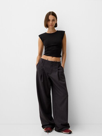 Bershka Zvonové kalhoty Kalhoty s puky – šedá