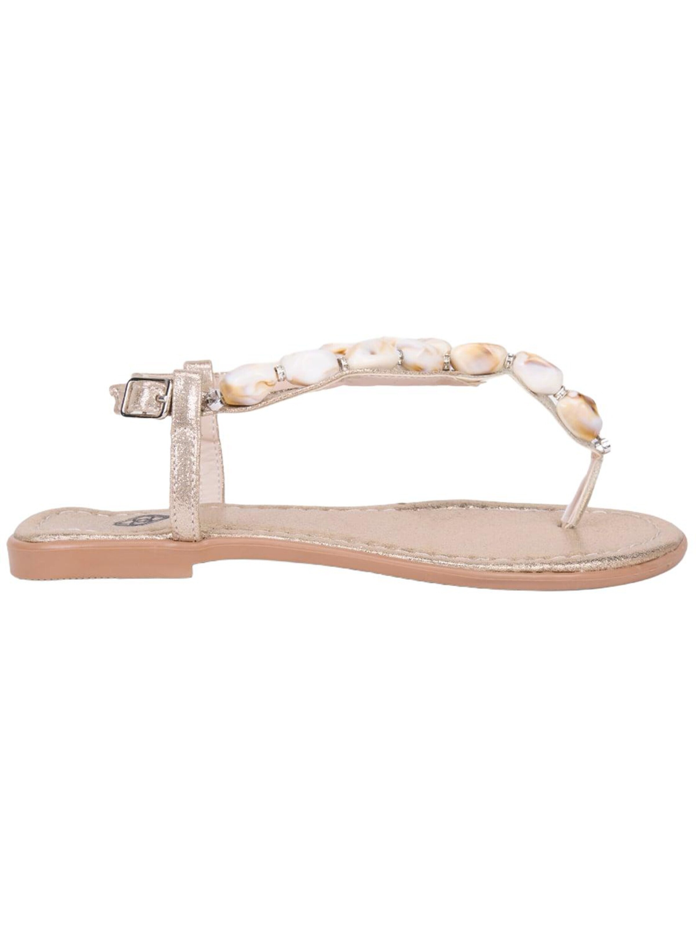 Desa - Sandalias 'DESA Damen-Sandalen mit Schnallendetail und Perlenbesatz' en oro