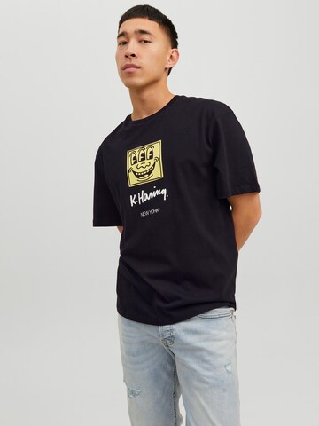 T-Shirt 'Keith Haring' JACK & JONES en noir : devant