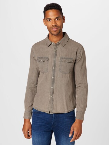 ABOUT YOU Regular fit Button Up Shirt 'Selim' in Grey: front