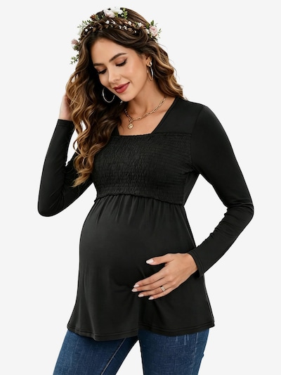 KoJooin Blouse 'Umstands-Tops für Damen,langärmelig,eckiger Ausschnitt,Tunika-Top,Freizeit-T-Shirts für Schwangere' in XL in Black, Item view
