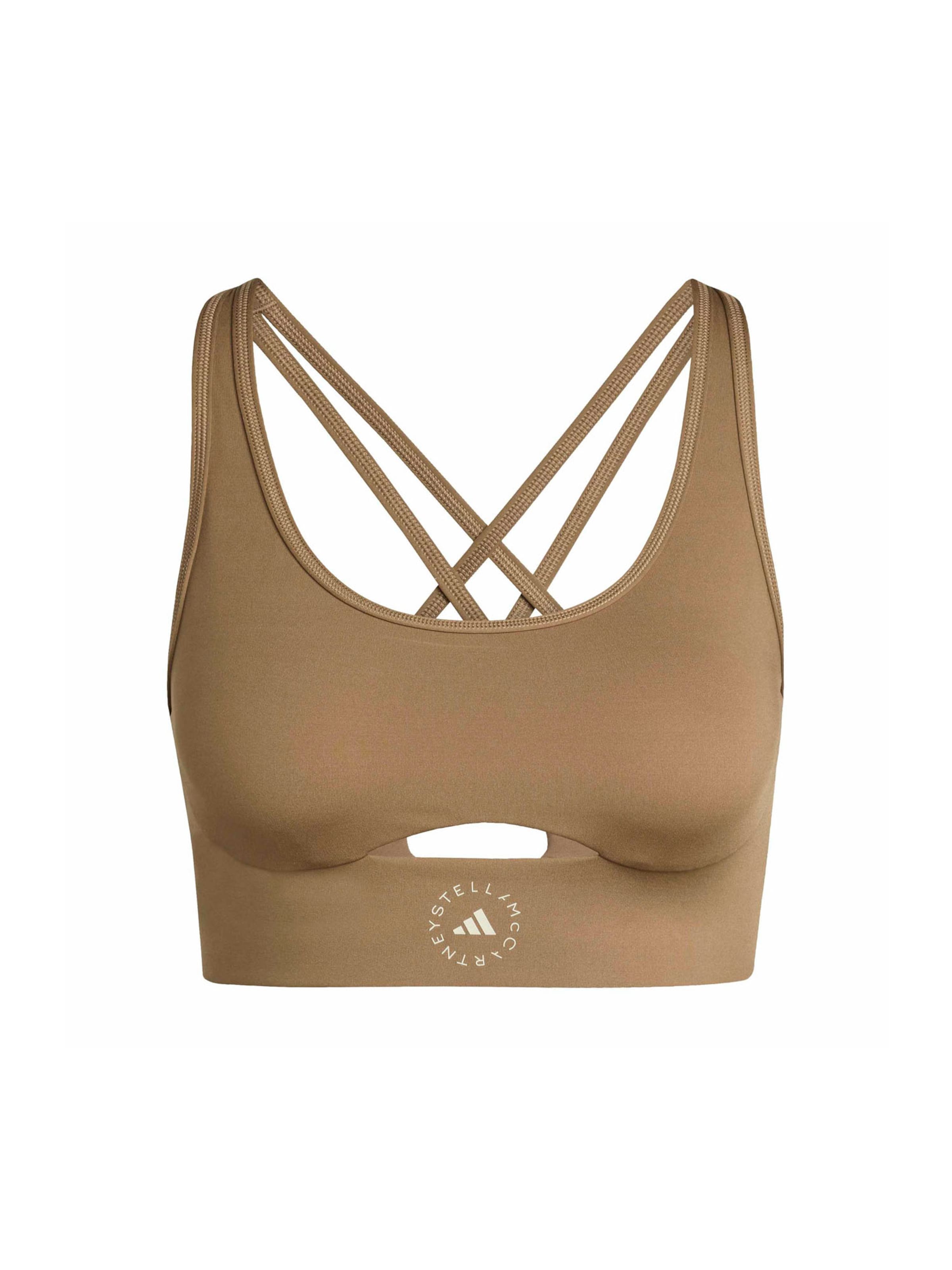 ADIDAS BY STELLA MCCARTNEY Õlapaelteta topp Spordirinnahoidja, värv pruun: eest vaates