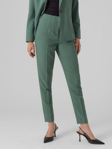 VERO MODA Tapered Trousers with creases in Green: front