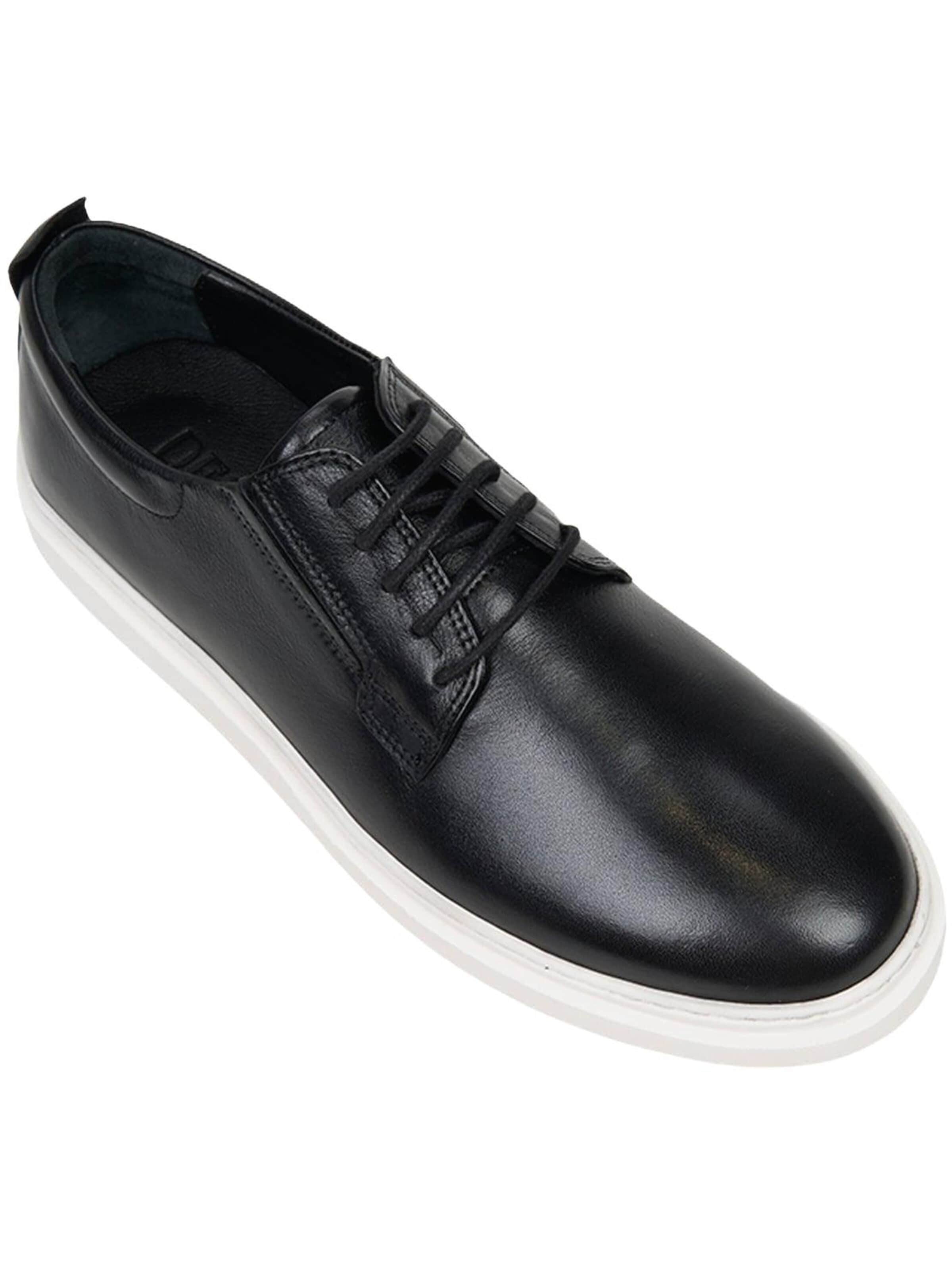 Desa - Calzado deportivo con cordones 'DESA Herren-Schnürschuhe aus Leder mit weißer Sohle' en negro
