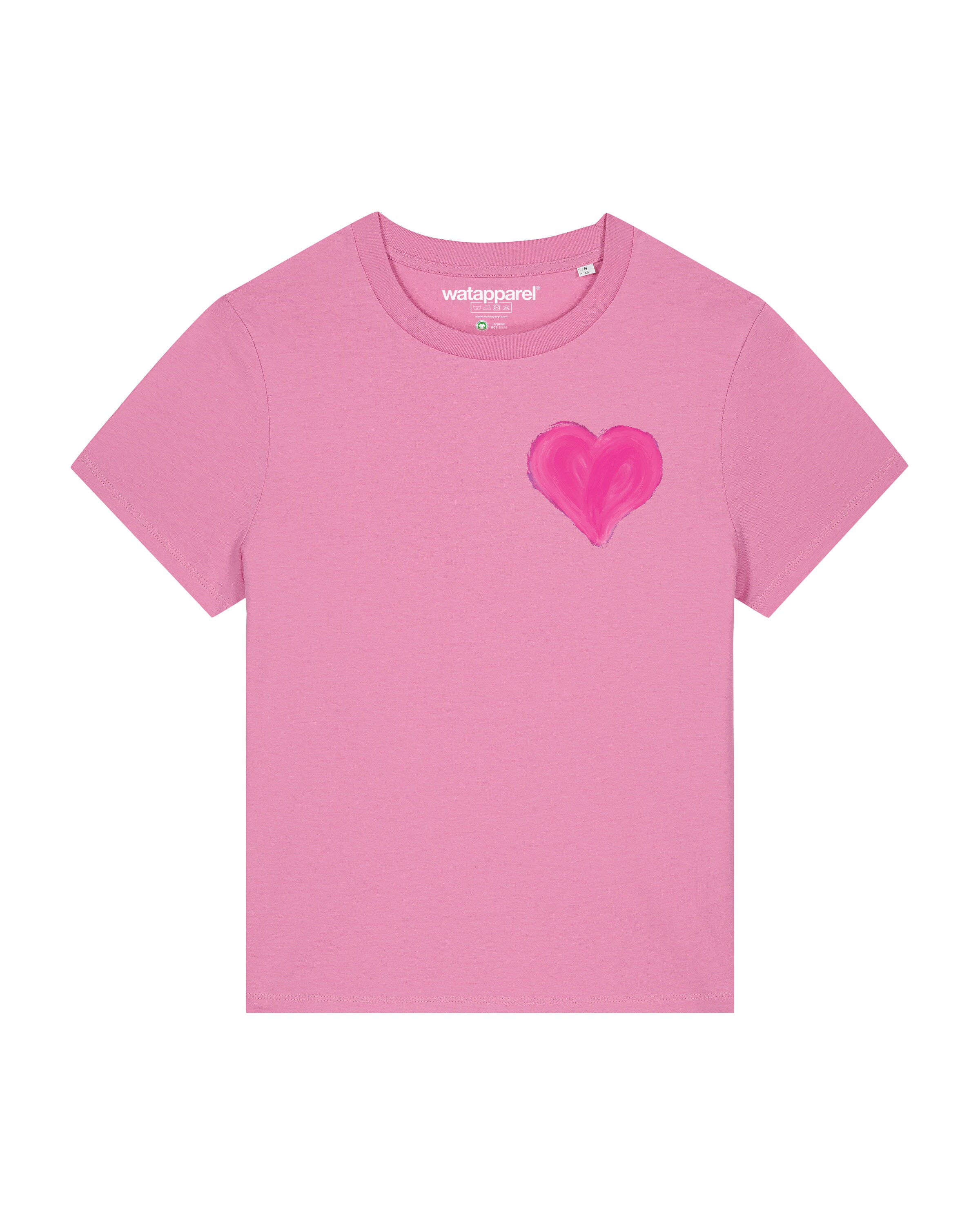 Watapparel Shirt 'Pink Heart' in Roze: voorkant