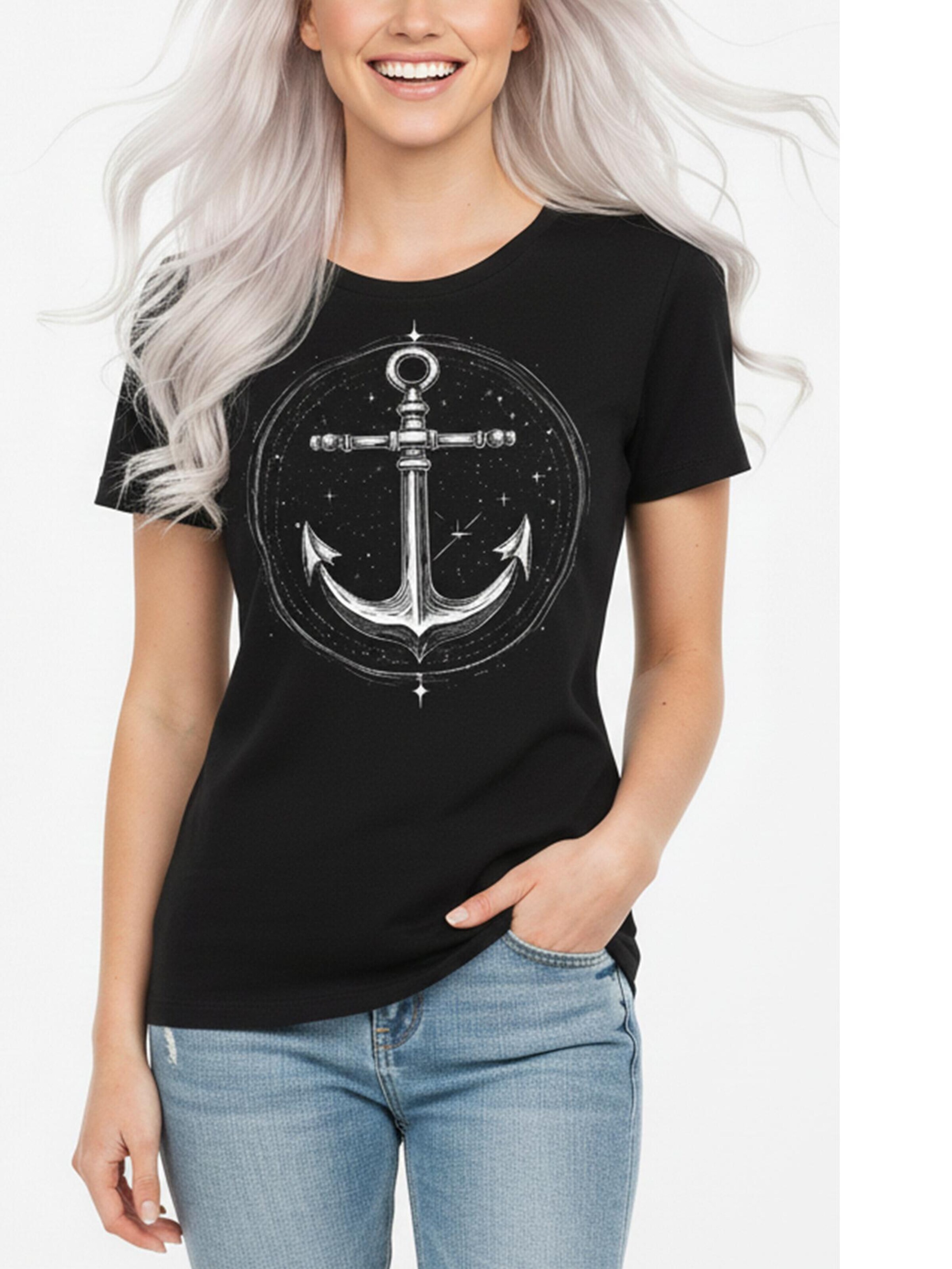 MAKAYA Shirt 'Space Anchor' in Black: front