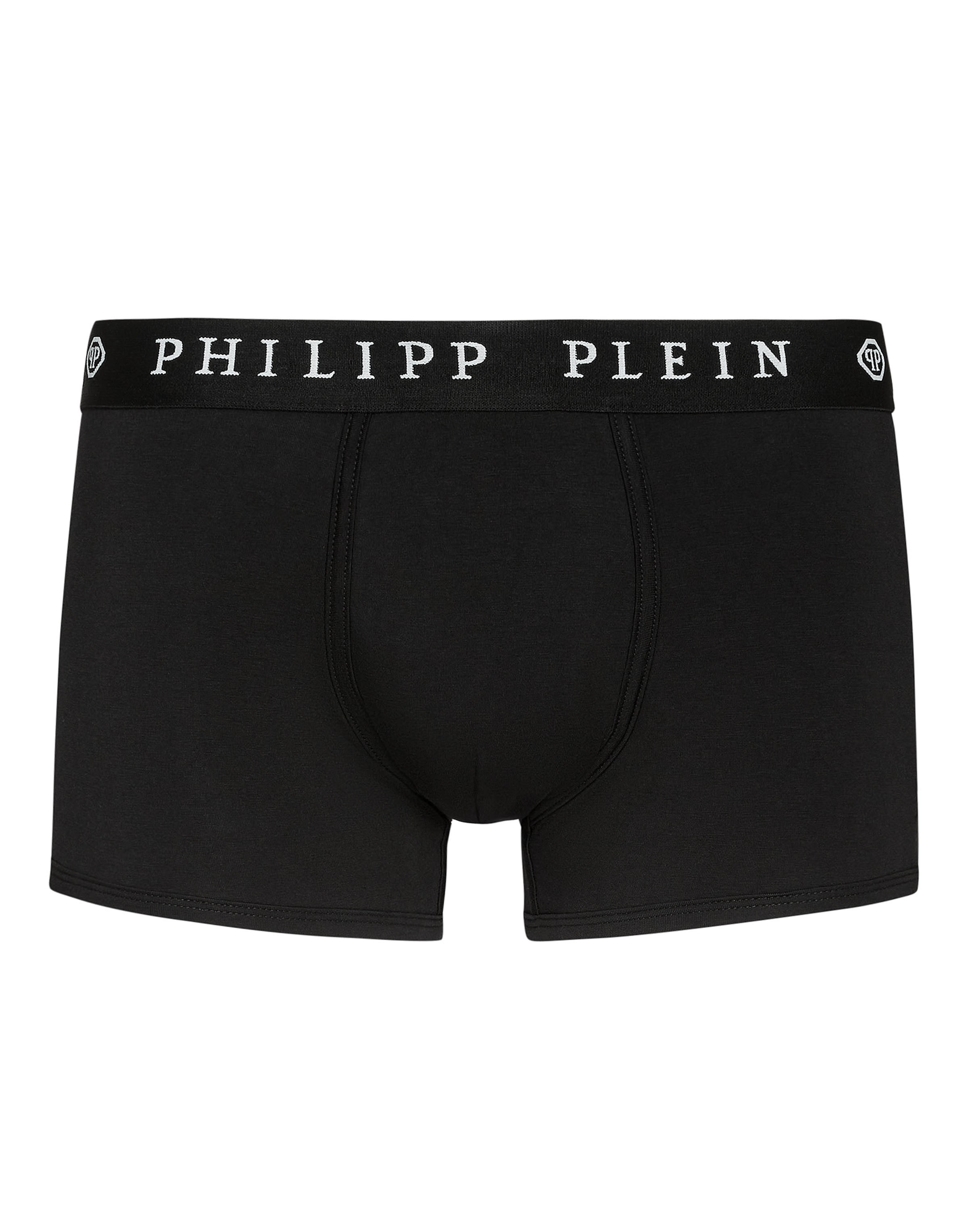 Philipp Plein - Boxers 'Skull' em preto: frente