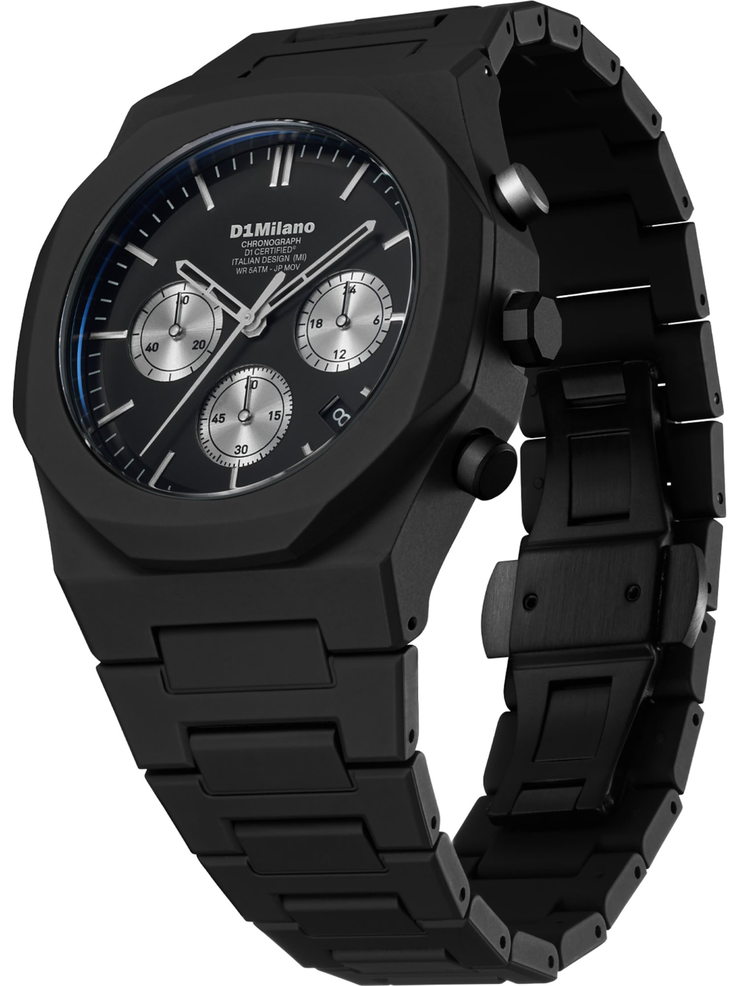 D1 Milano Analoguhr in Schwarz