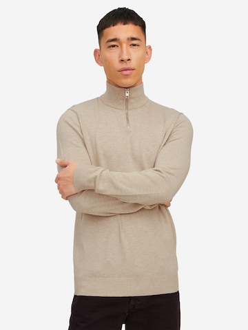 JACK & JONES Sweater 'Emil Knit' in Beige: front