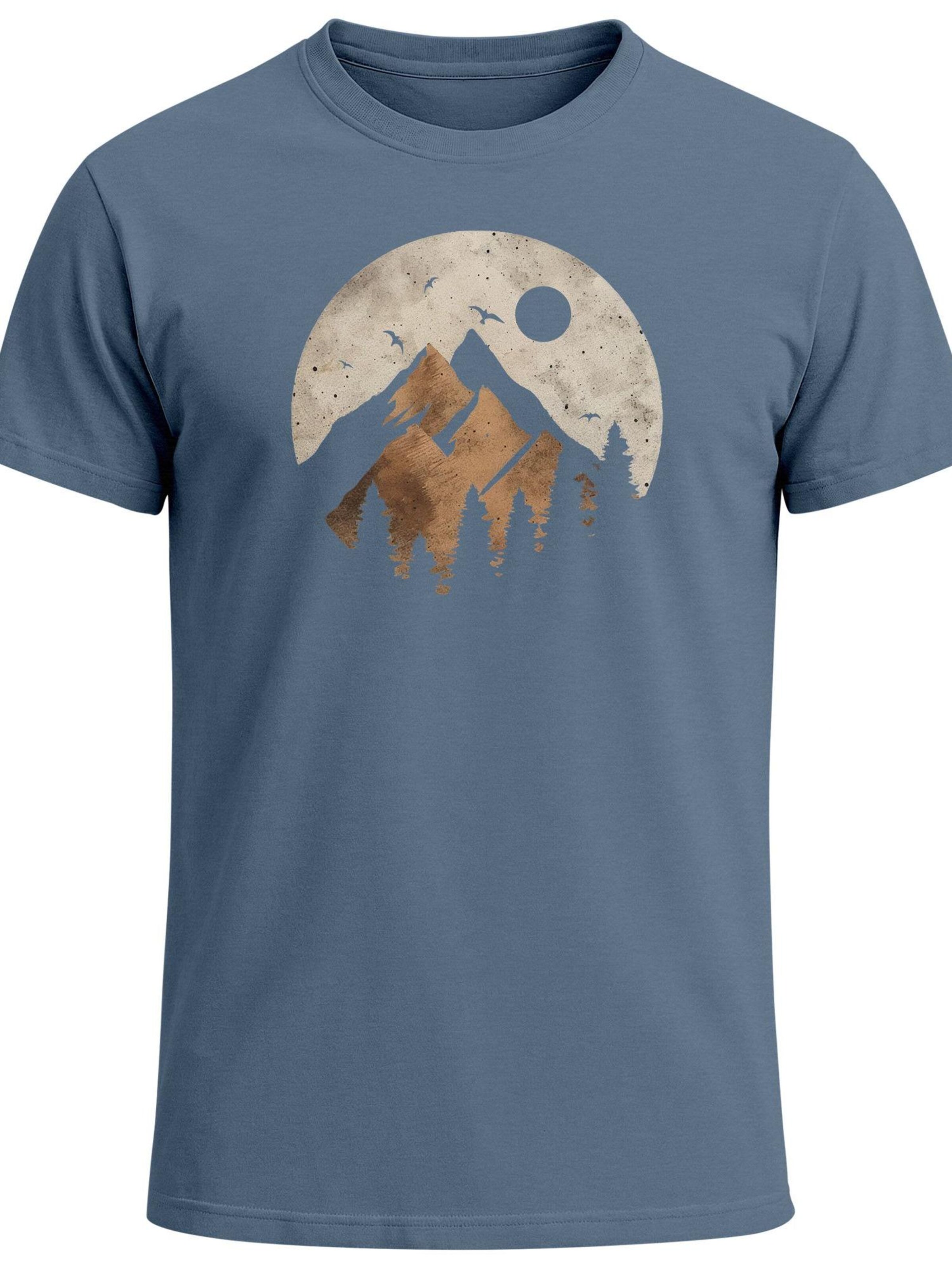 Neverless Shirt 'Mountain Scape' in Blue