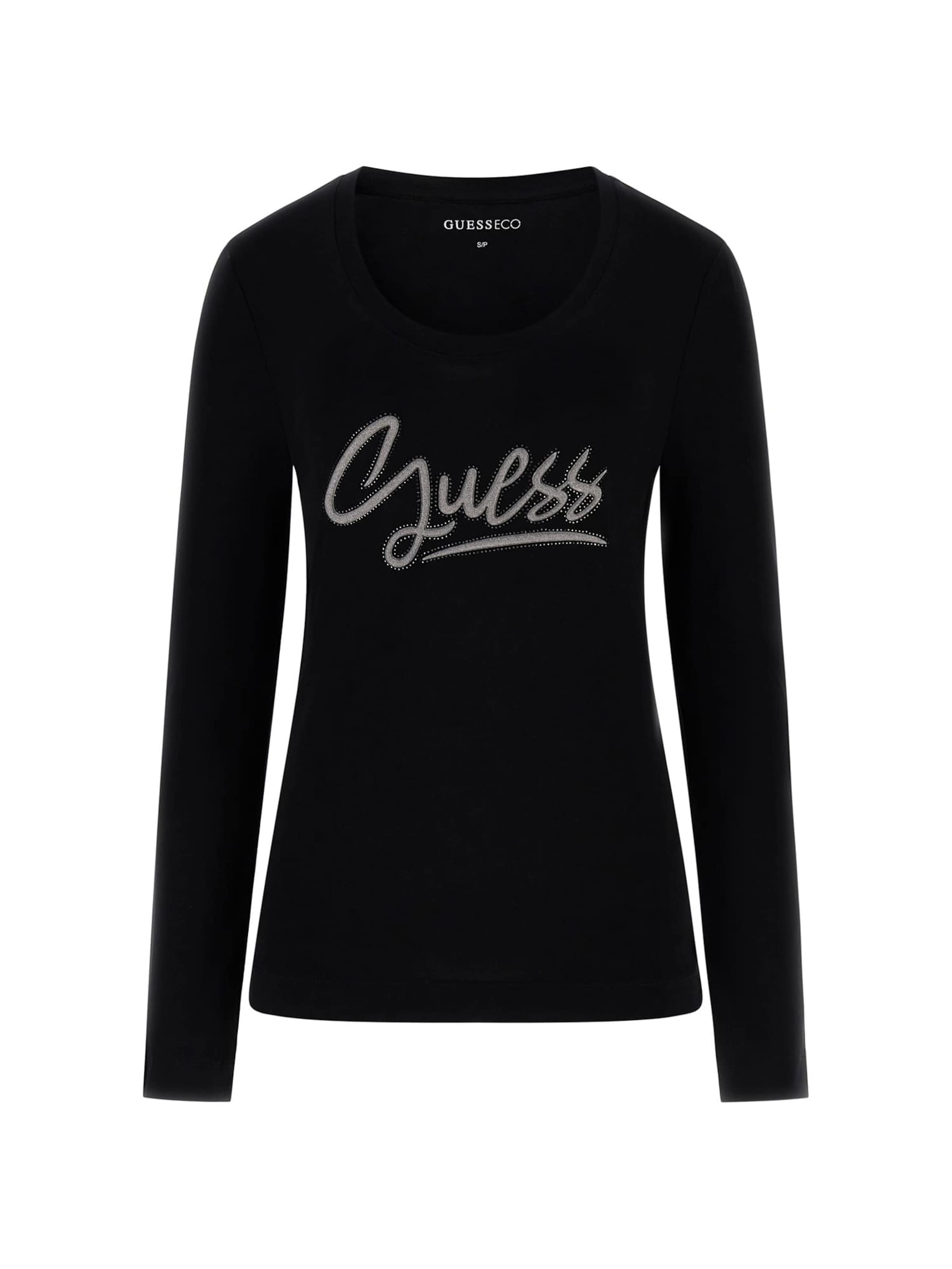 GUESS Camiseta en negro / plata, Vista del producto