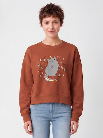 Watapparel Sweatshirt 'Unicorn Cat' in Brown: front