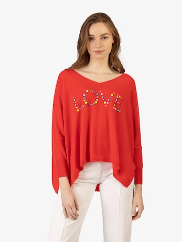 Rainbow Cashmere Sweater in Red: front