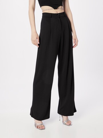 NLY by Nelly Wide leg Pleat-front trousers 'I Love It' in Black: front