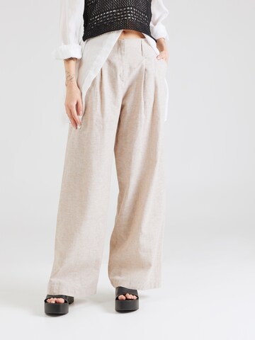 Wide Leg Pantalon à pince Monki en beige : devant