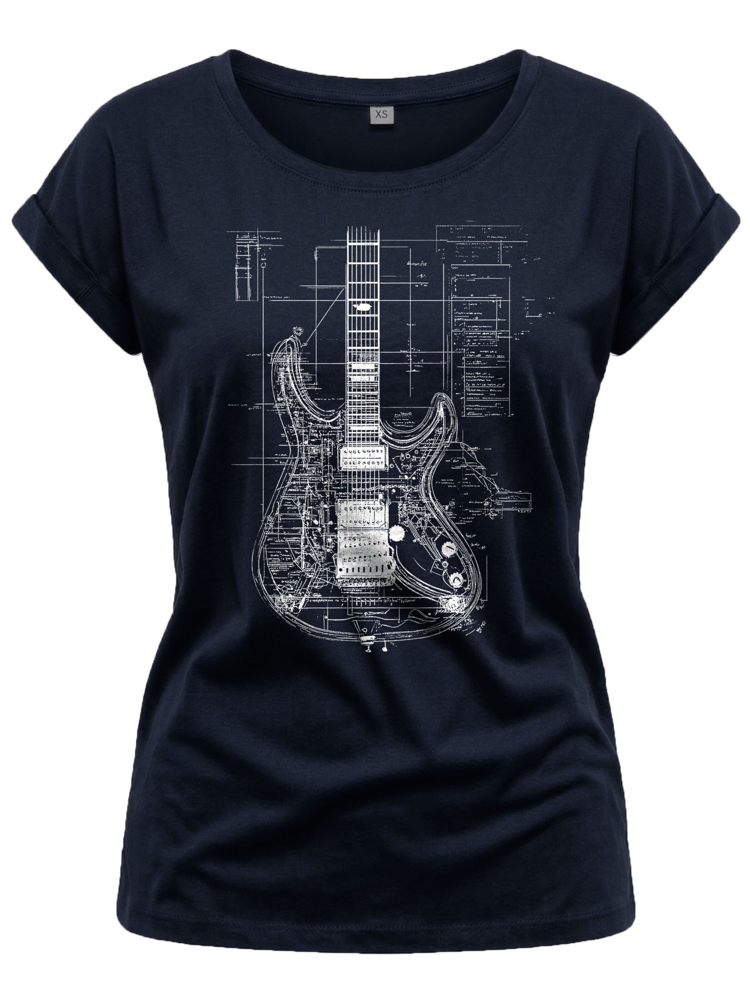 MAKAYA Shirt 'Guitar BluePrint' in Blue: front