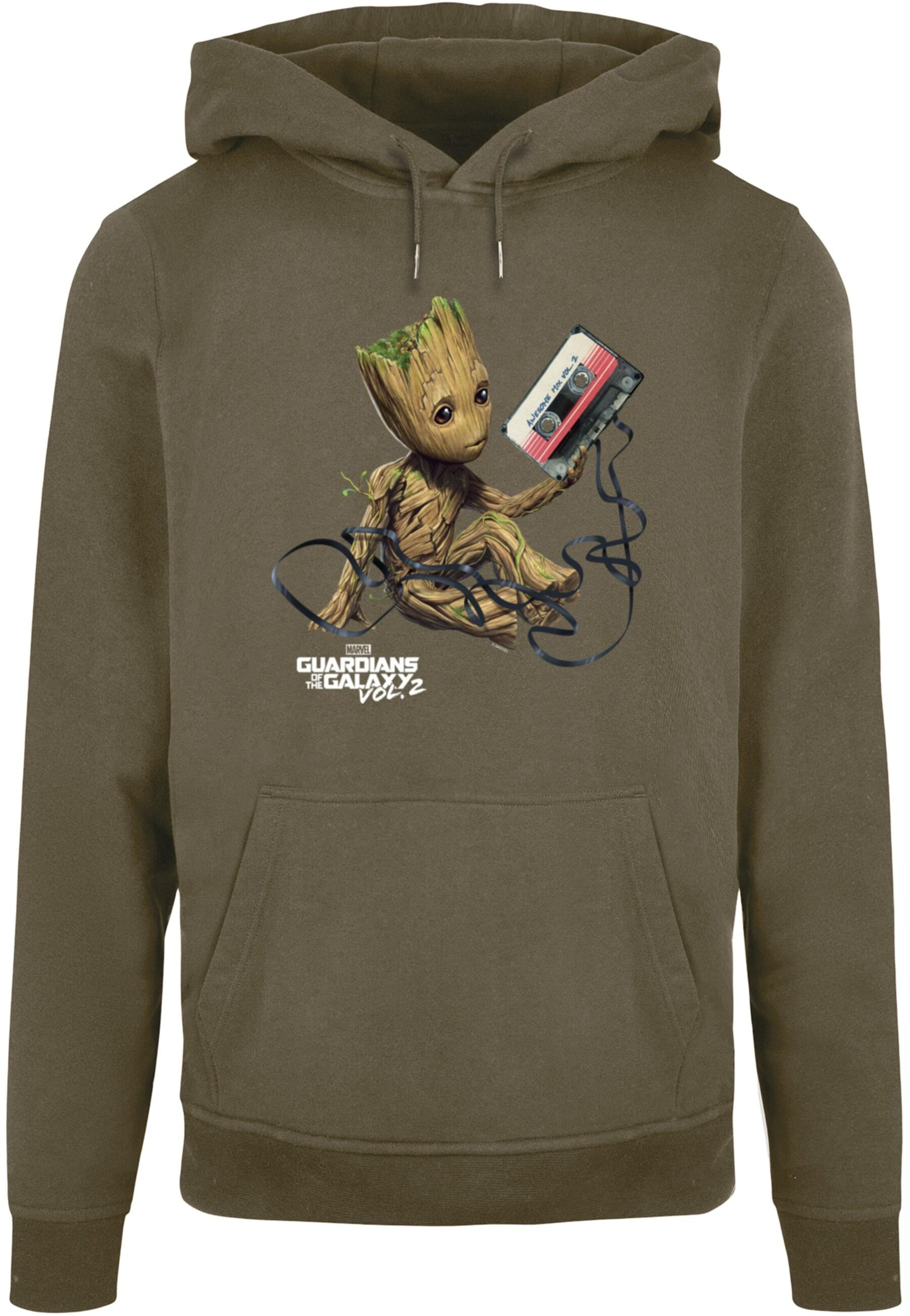ABSOLUTE CULT Sweatshirt 'Guardians Of The Galaxy Vol2 - Groot Tape' in Groen: voorkant