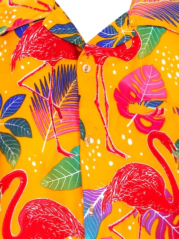 King Kameha Shirt 'Funky Flamingos'‌‌‌‌‌‌ in Gelb