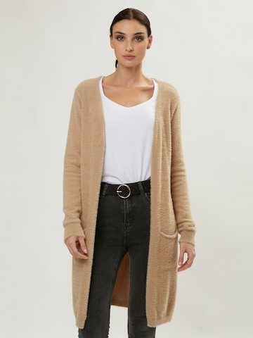 Influencer Knit Cardigan in Beige: front