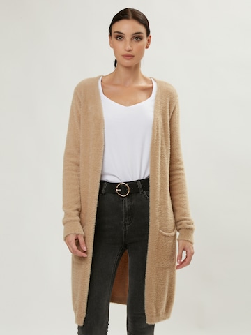 Influencer Gebreid vest in Beige: voorkant