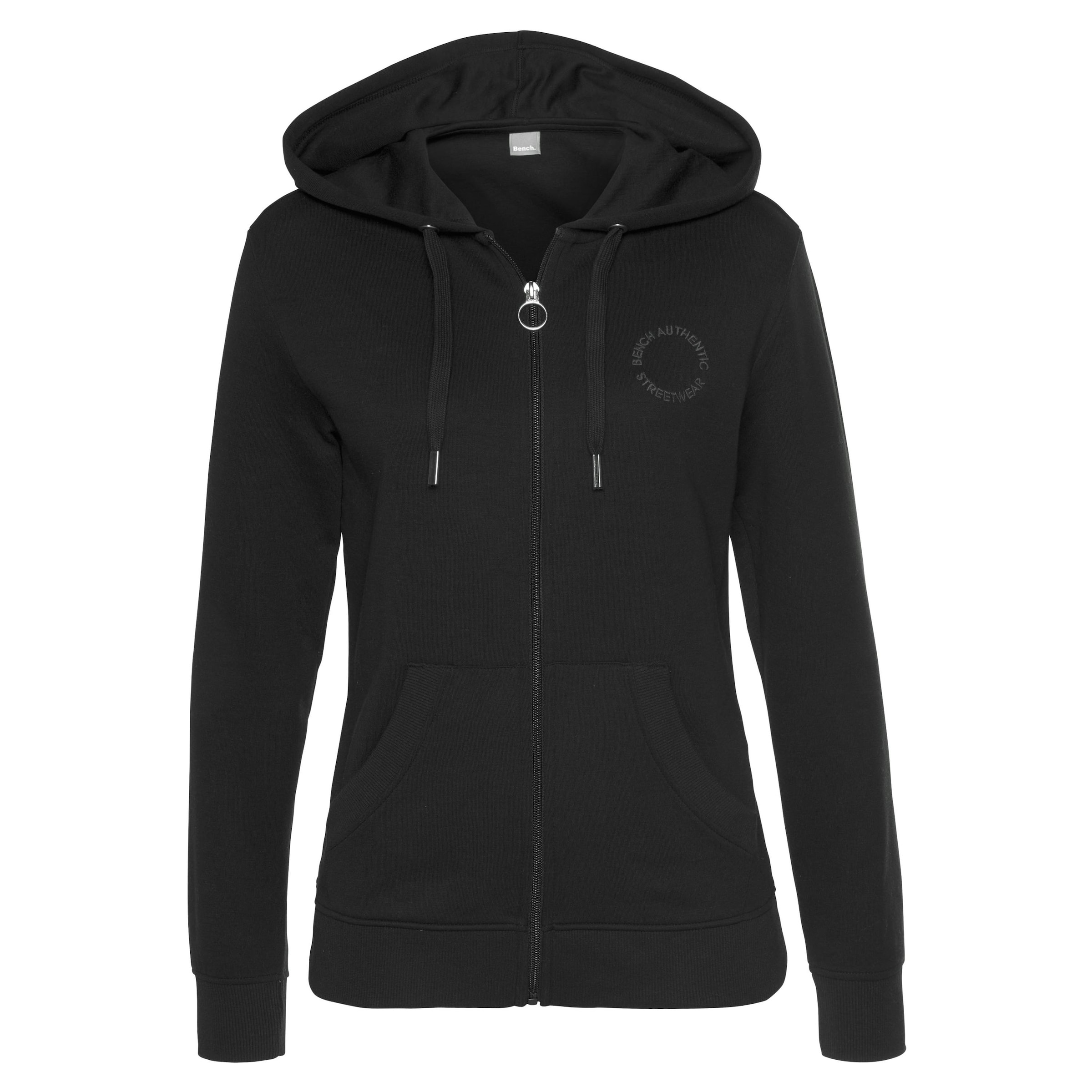 BENCH Zip-Up Hoodie in Black: front