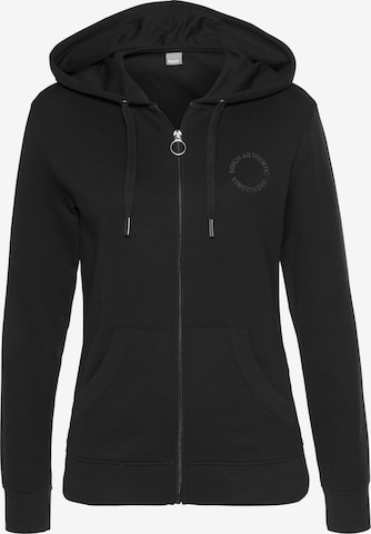 BENCH Zip-Up Hoodie in Black: front