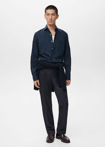 MANGO MAN Slim fit Button Up Shirt in Blue