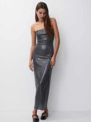 Pull&Bear Evening Dress in Grey: front