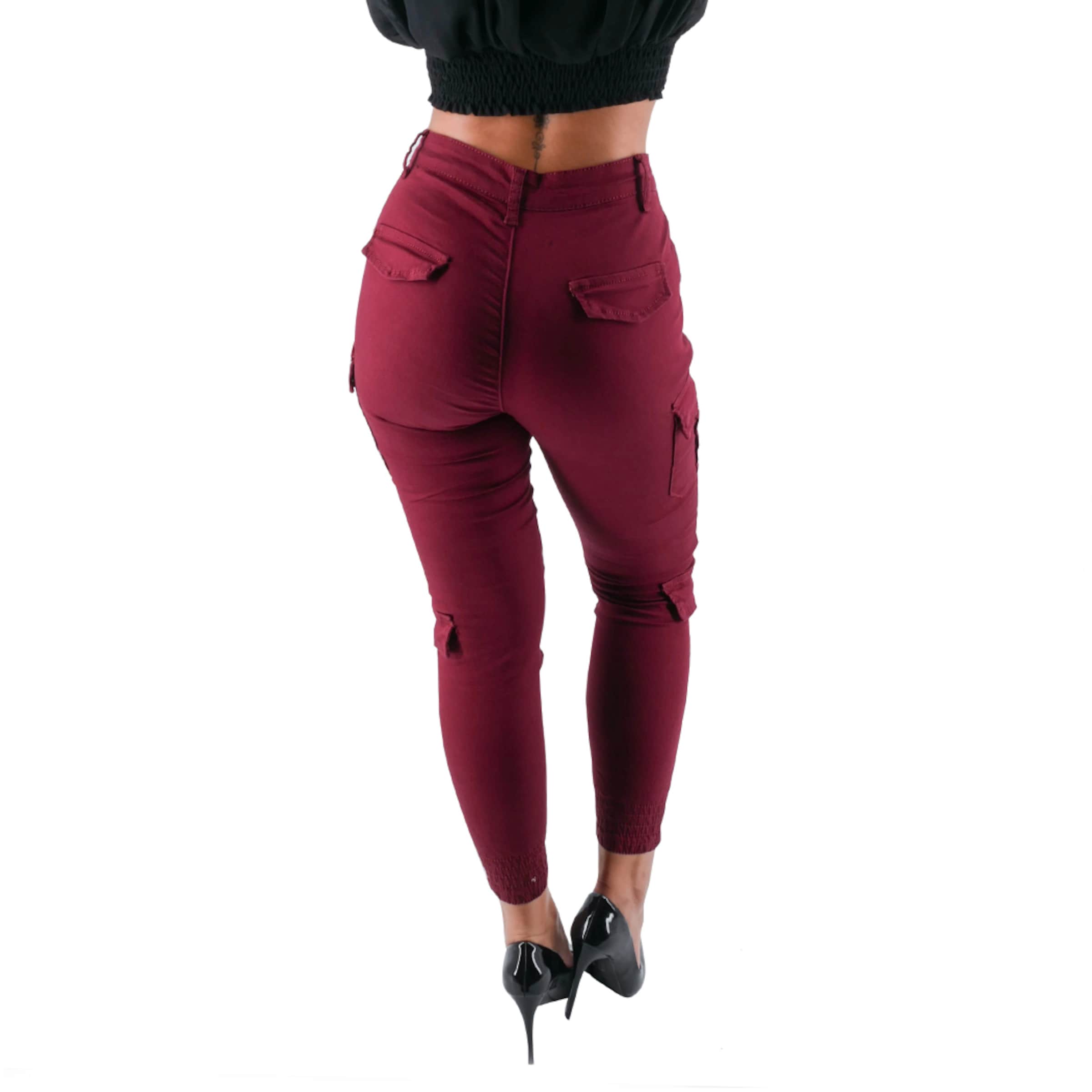 Slimfit Pantaloni cargo di Elara in rosso