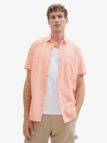 TOM TAILOR DENIM Regular fit Button Up Shirt in Orange: front