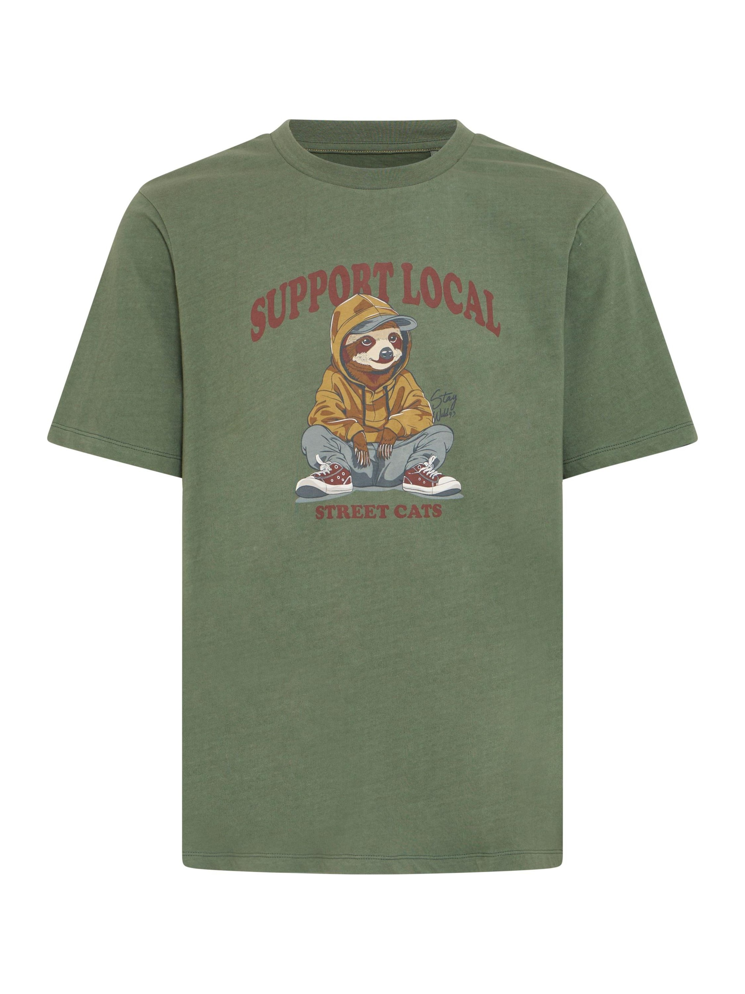 BLEND Rundhalsshirt ' BHIRVING ' in Grün: Vorderseite