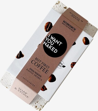 I Want You Naked Set 'But First Coffee' in weiß, Produktansicht