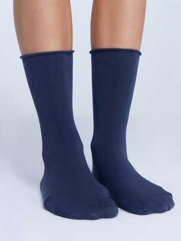 Albero Natur Socks 'Bio-Baumwoll-Socken mit Rollrand Unisex – 2er Pack' in Blue: front