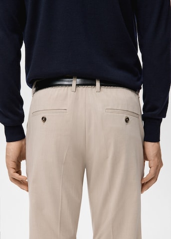 MANGO MAN Slim fit Pleated Pants 'Bologna' in Beige