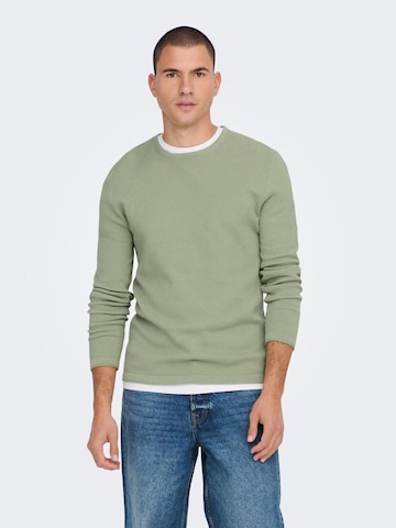 Only & Sons Regular fit Sweater 'Panter' in Green: front