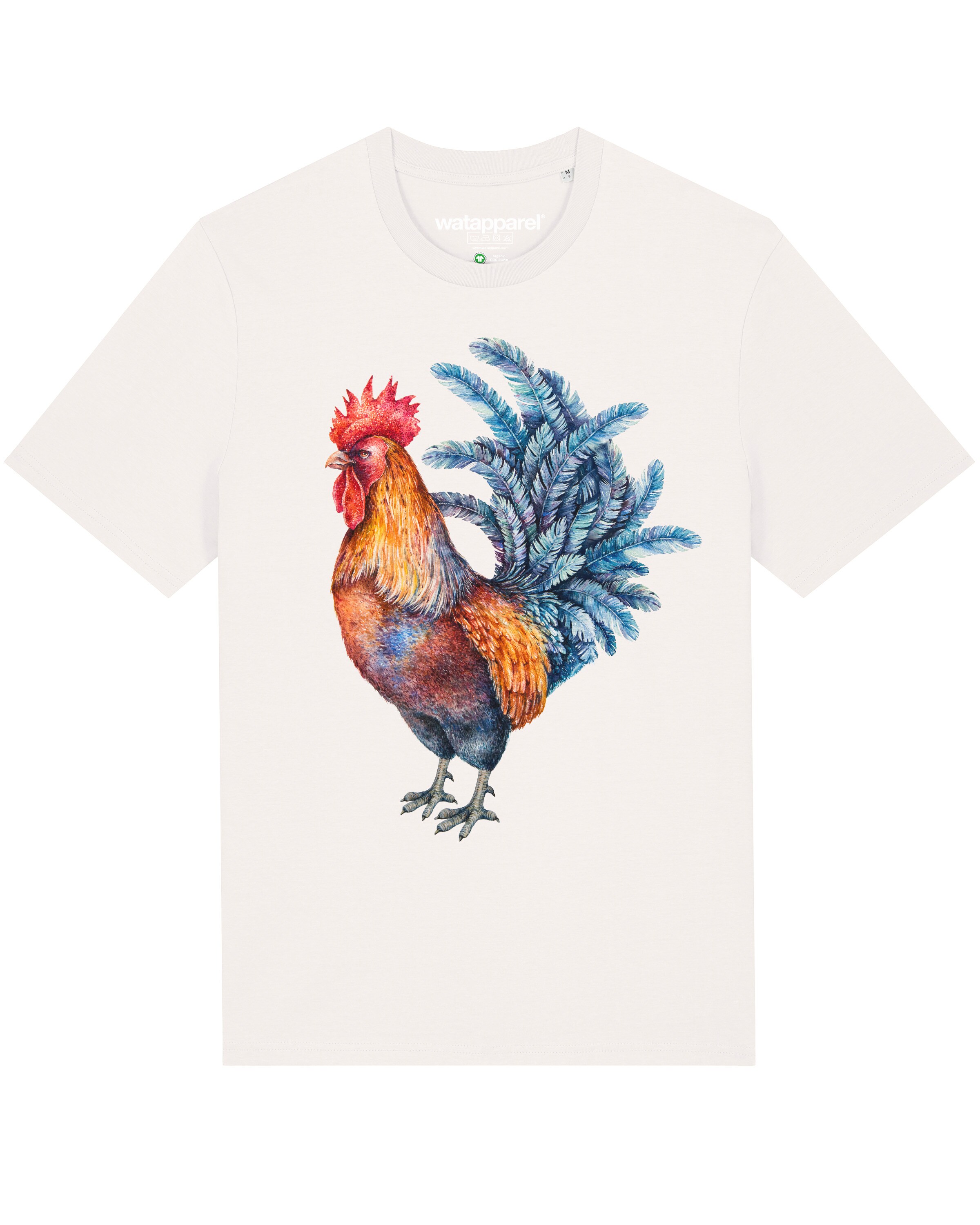 Maglietta ' Grimmiger Gockel ' di Watapparel in bianco: frontale