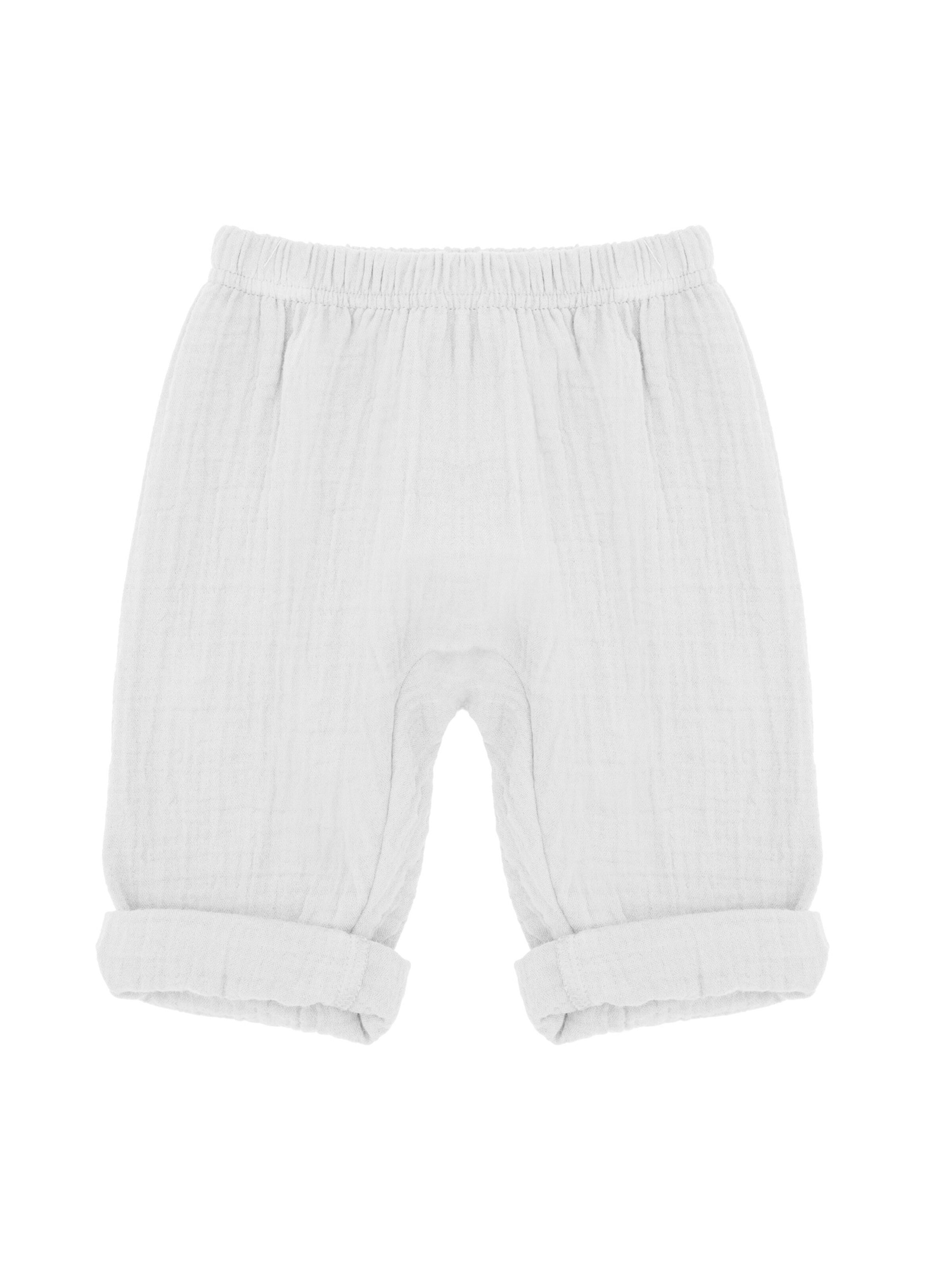 MAXIMO Hose 'GOTS BABY-Krempelhose Musselinstoff'‌‌‌‌‌‌‌ in Weiß: Vorderseite