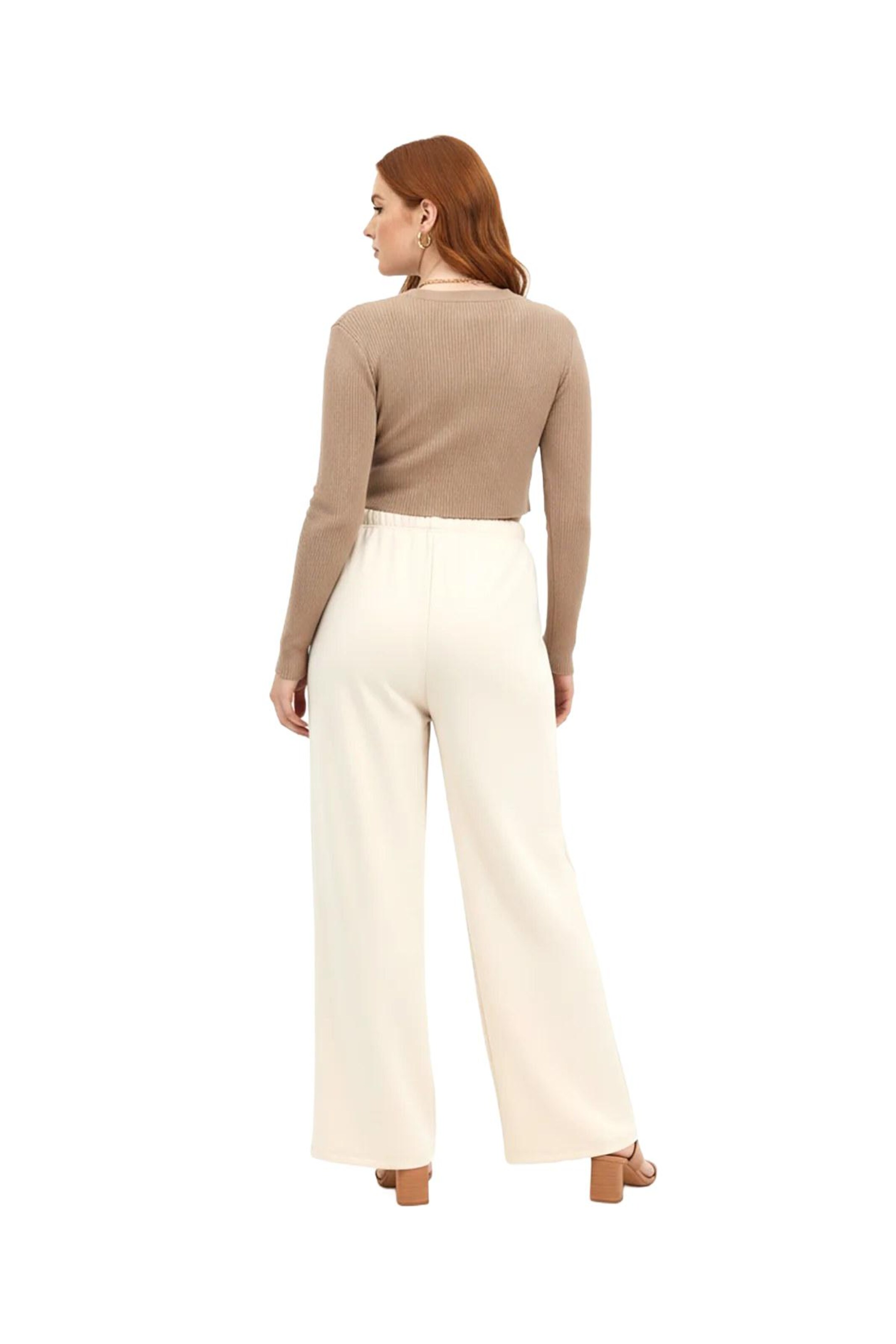 Shape Of You Wide leg Broek in Beige