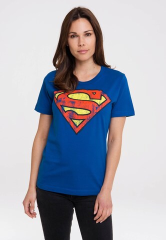 LOGOSHIRT Shirt 'DC Comics – Superman' in Blue: front