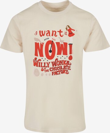 Maglietta 'Willy Wonka - Verruca Salt I Want It Now' di ABSOLUTE CULT in beige: frontale