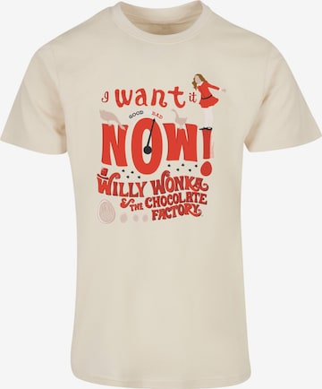 ABSOLUTE CULT Shirt 'Willy Wonka - Verruca Salt I Want It Now' in Beige: voorkant