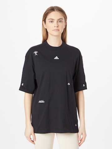 ADIDAS SPORTSWEAR Функционална тениска 'friend With Healing Crystals Inspired Graphics' в черно: отпред