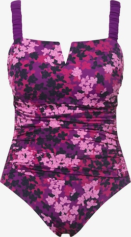 Ulla Popken T-shirt Shaping Swimsuit in Purple: front