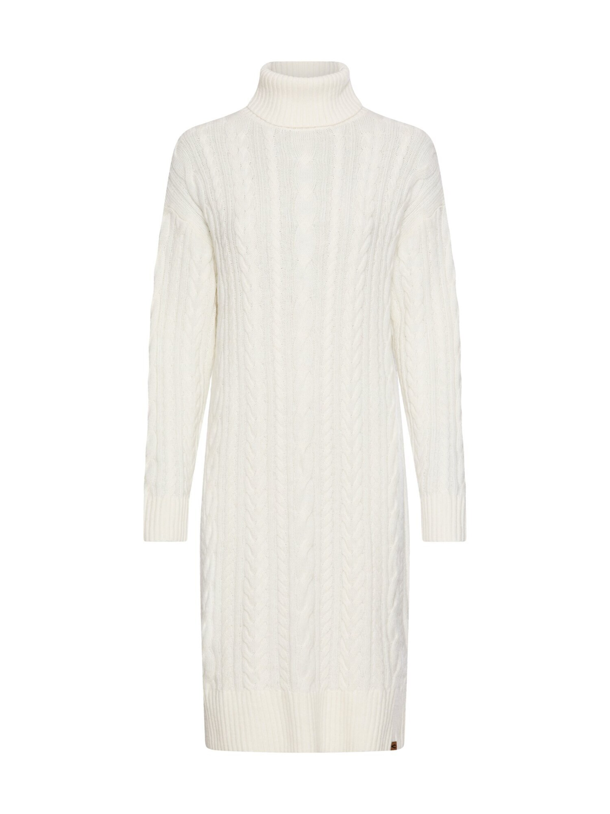 CAMEL ACTIVE Strickkleid mit Zopfstrickmuster in Weiß: Vorderseite