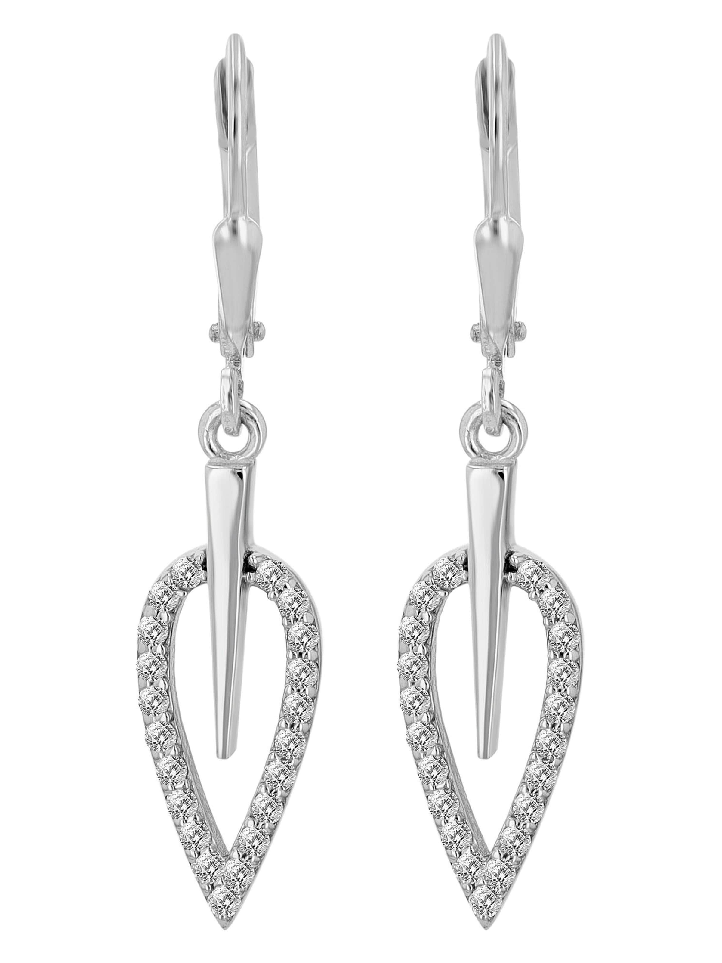 Akzent Earrings 'Ovaleam, 925 Sterlingsilber, langlebig' in Silver: front