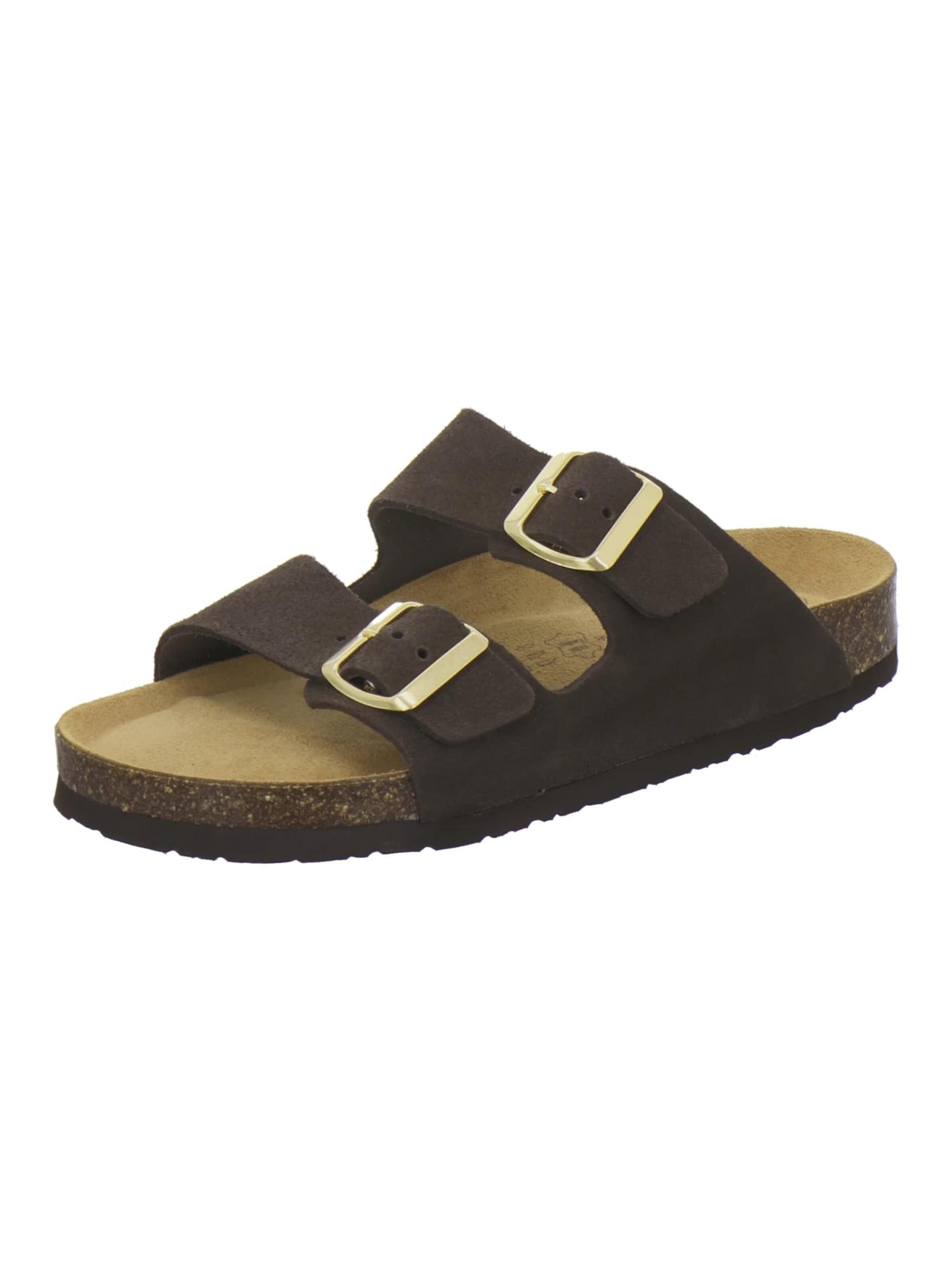 AFS-Schuhe Mules 'Pantoletten Damen Zweischnaller espresso' in Brown: front