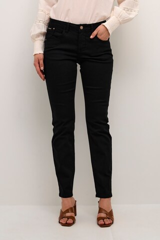 Coupe slim Jean 'Lotte' Cream en noir : devant